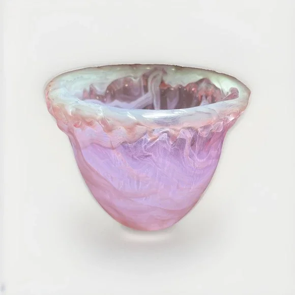 Anthropologie Pink Decorate Serial Ruffle Top Vase Unique Made in Spain Glows