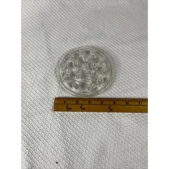 Vintage Clear Glass Flower Frog 16 Hole Round Floral Arrangement Insert 4.5 Inch