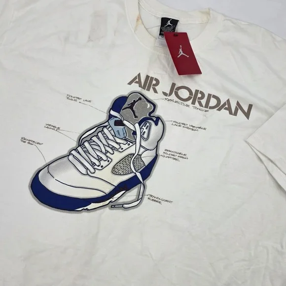 VINTAGE 90S RARE NIKE AIR JORDAN SHIRT MENS 2XL XXL SNEAKER BLUE DEADSTOCK *READ