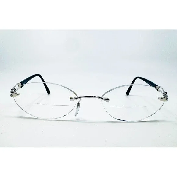Silhouette Eyeglasses Womens Black Silver Rimless Oval 6708 00 6050 19 130
