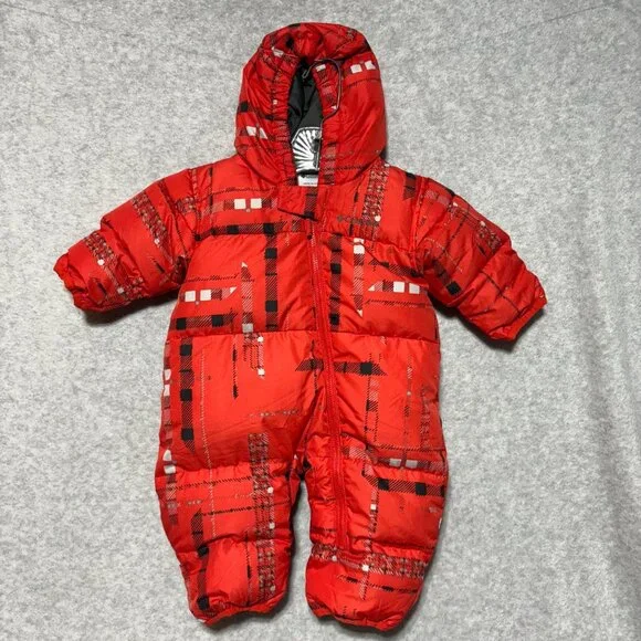 Columbia Snowsuit 6 months Snuggly Bunny Infant Bunting Red Plaid Down Filled