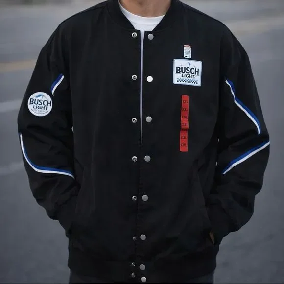 Busch Light Black Varsity Jacket • Vintage Beer Racing