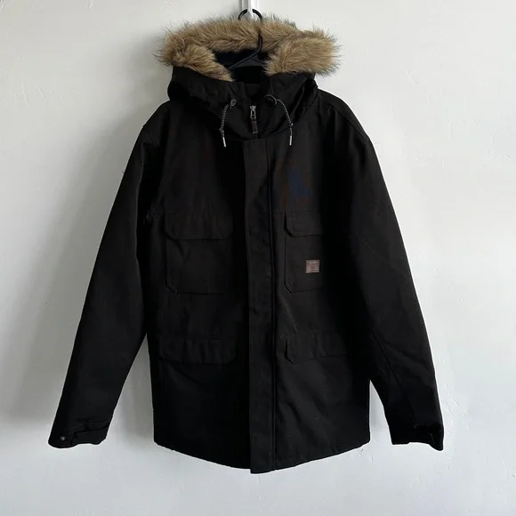 Billabong Men’s Olca Faux Fur Hood Heavyweight Black Jacket Size XL