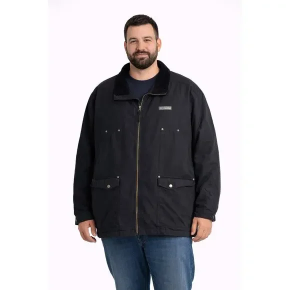 Vintage 2000s Columbia Black Utility Jacket corduroy collar  fleece lining 3X