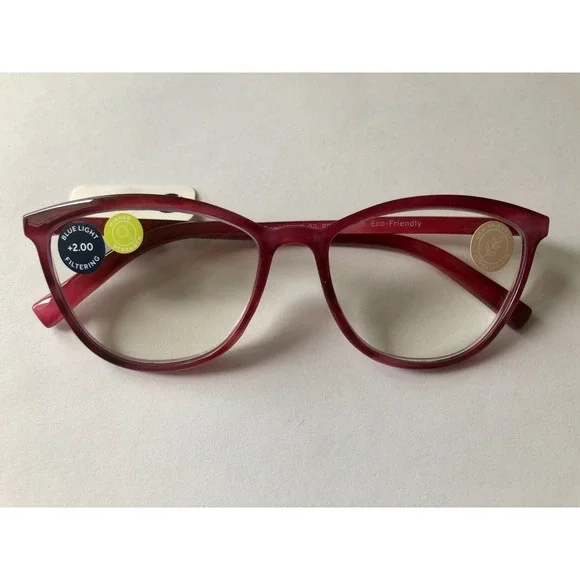 New Peepers Bengal Magenta‎ Cat Eye Reading Glasses +2.00