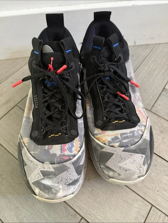 Jordan Black Multicolor Graphic Low-Top Sneakers