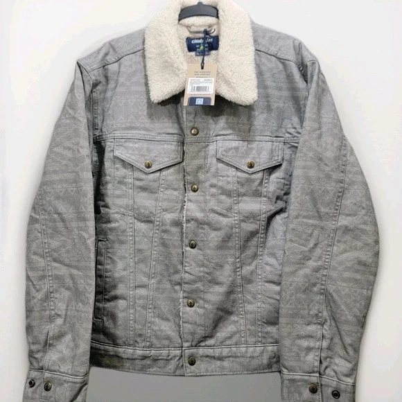 NEW Chubbies Sherpa Fleece Lined Denim Trucker‎ Jacket Large Aztec Southwestern