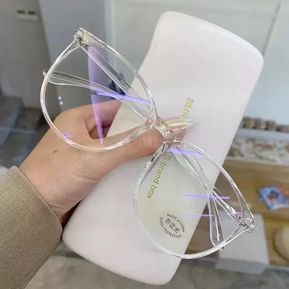 Glass frames optical transparent blue light blocking glasses computer round