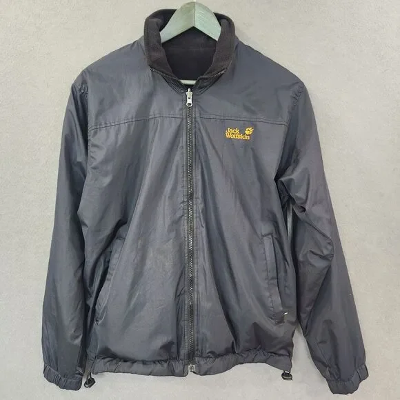 Jack Wolfskin Jacket Coat Mens S Reversible Black Fleece with‎ Pockets