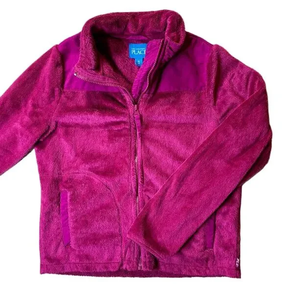Children’s Place‎ dark pink fuzzy fleece jacket 14