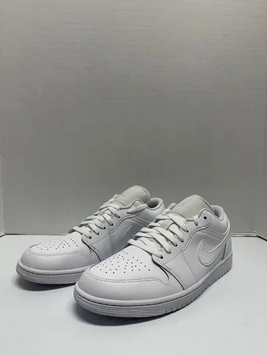 Air Jordan 1 Low Triple White 553558 136 Size 14 Men Leather Shoe White Party