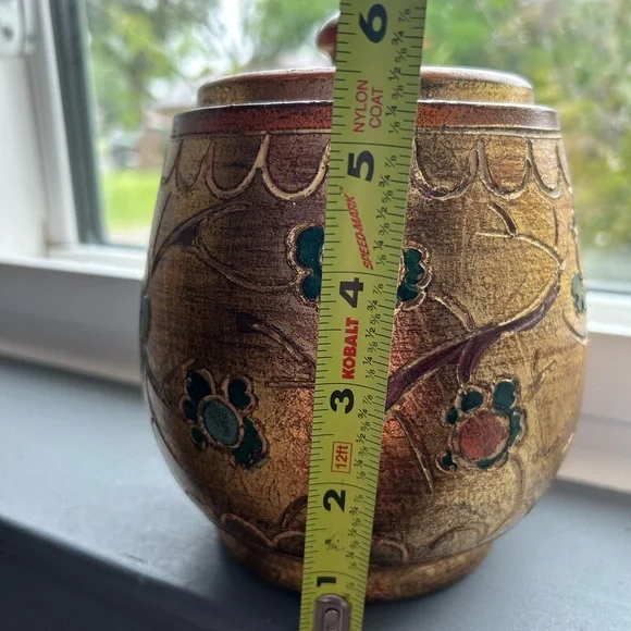 Elegant Gold and Green Decorative Jar