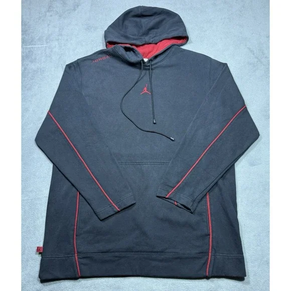 VINTAGE Jordan Hoodie Mens XL Jordan Wings Y2K Fleece Pullover Jumpman Retro