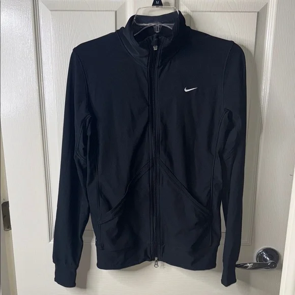 Nike Black Performance Jacket with Mock Neck and Full Zipper