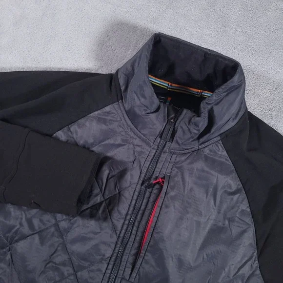 Smartwool Smartloft 120 Jacket Mens Large Black Grey Quilted Hybrid Wool Blend