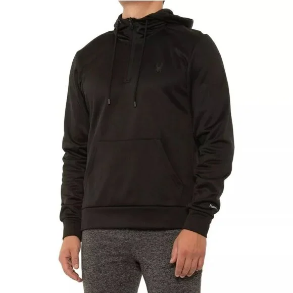 Spyder Active ProW B Black Hooded Full Zip Men's Sweatshirt Jacket Size L