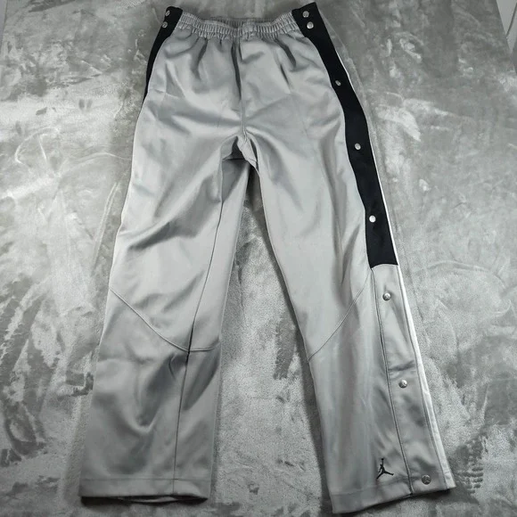 Jordan Track Pants Men Medium Gray Tear Away Basketball Side Snap Nike Gym Train