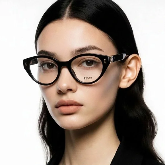 NEW Authentic Fendi FE50020I 001 Cat-Eye Eyeglasses – Shiny Black