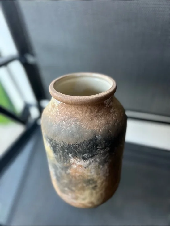 Earth-Toned Ceramic Decorative Vase - Multicolor
