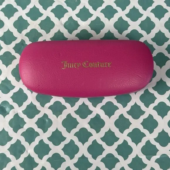 Juicy Couture Hard Sunglasses Case Clamshell Eyeglass Case Hot Pink Designer‎
