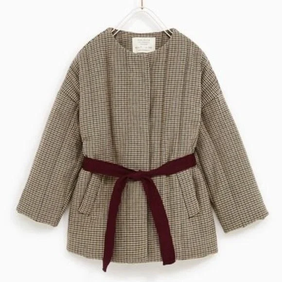 Zara Girls quilted houndstooth jacket size 13/14