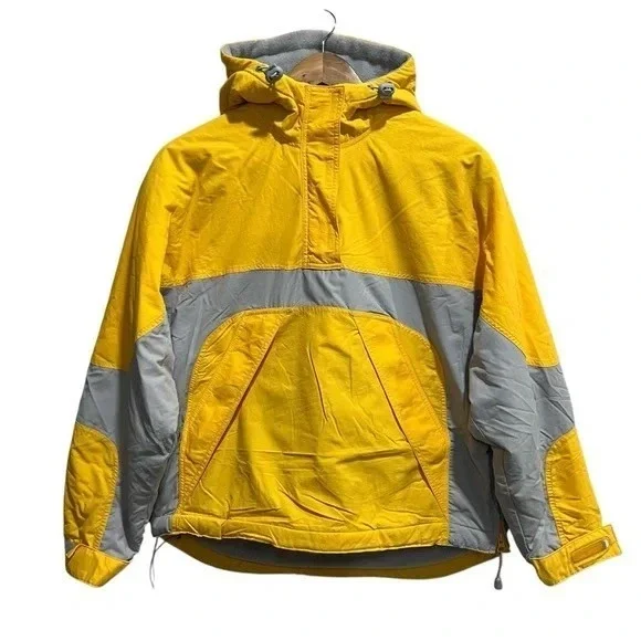 Old Navy Yellow Gray Anorak Pullover Jacket Hooded‎ Windbreaker Holiday 99 XS