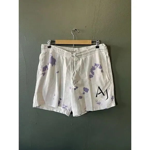 Jordan Brand Mens Gray Tie Dye Cotton Fleece Shorts Size Large