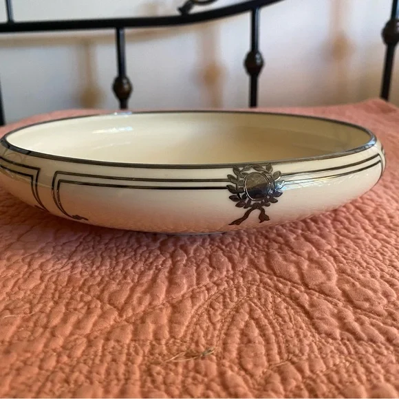 Rare antique Lenox Belleek Laurel Wreath silver  Inlay bowl. Circa 1910