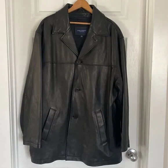 Daniel Cremieux Men’s Black Genuine Lamb Skin Leather Jacket Wool Lining Size L