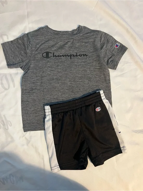 Champion Gray Tee with Black Athletic Shorts Size 12-18 Months