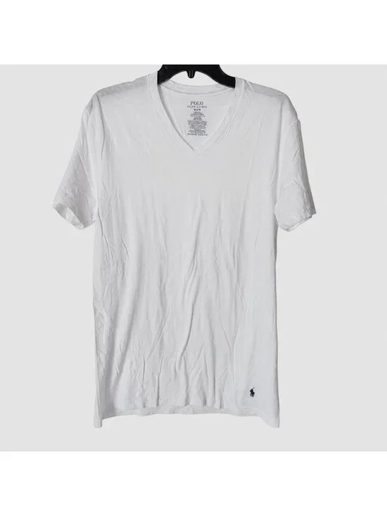 Polo Ralph Lauren Men Pullover White Classic Fit V-Neck T-Shirt Size M