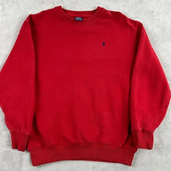 Polo Ralph Lauren Vintage Crewneck Sweatshirt L Red Men Pony Logo Y2K 90s Retro