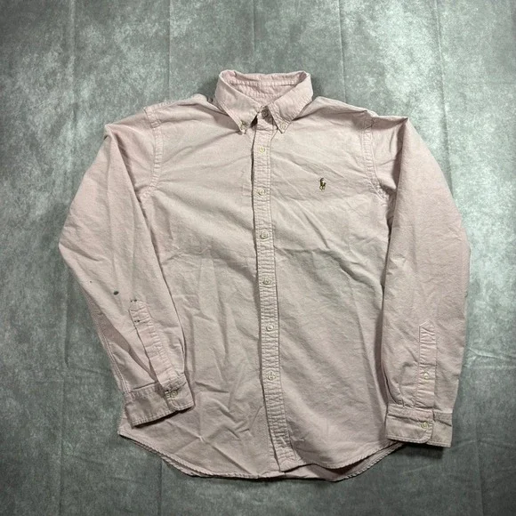 Polo Ralph Lauren Men L Slim Fit Pink Oxford Button Down Shirt Pony Logo Y2K