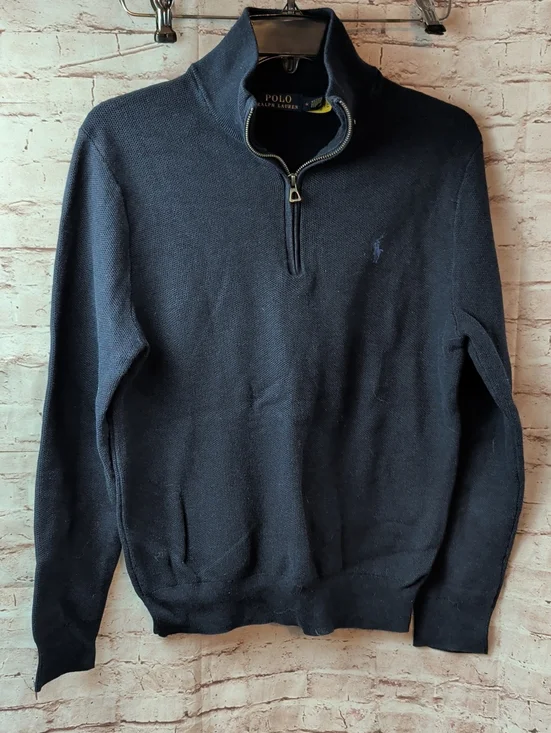 Polo by Ralph Lauren Navy Half-Zip Mock Neck Sweater Medium Men's Like New