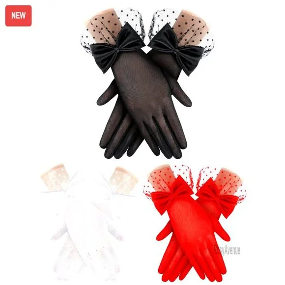 Lace Gloves 3 Pairs Wedding Tea Party Elegant Short Novelty Floral Accessories