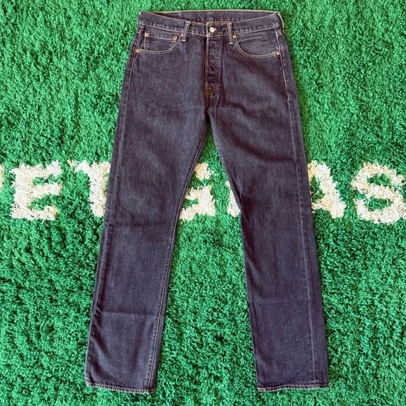 Levi's 501 Jeans Men's W32 L32 Button Fly Black Wash Denim Straight Leg