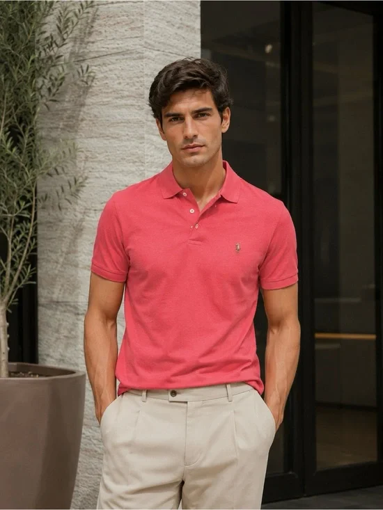 Polo by Ralph Lauren Men's Pink Polo Shirt