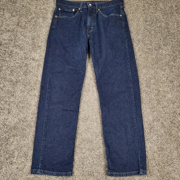 Levi's 505 Regular Fit Jeans Mens 34x30 Dark Blue Excellent Straight Leg Denim