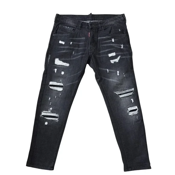 Dsquared2 Classic Kenny Jeans Mens 50 Distressed‎ Black Denim Italy jj20