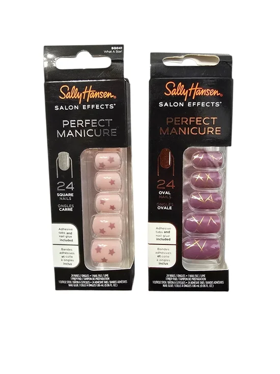 Sally Hansen Perfect Manicure Press-On Nails - Pink Star & Purple Gold Designs