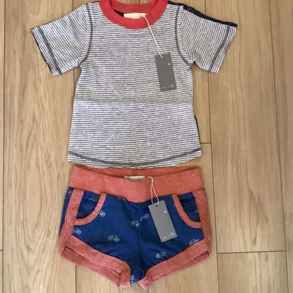 NWY. Miki Miette Brand Baby Boys 6 mos. 2 pc Shorts & Top Set