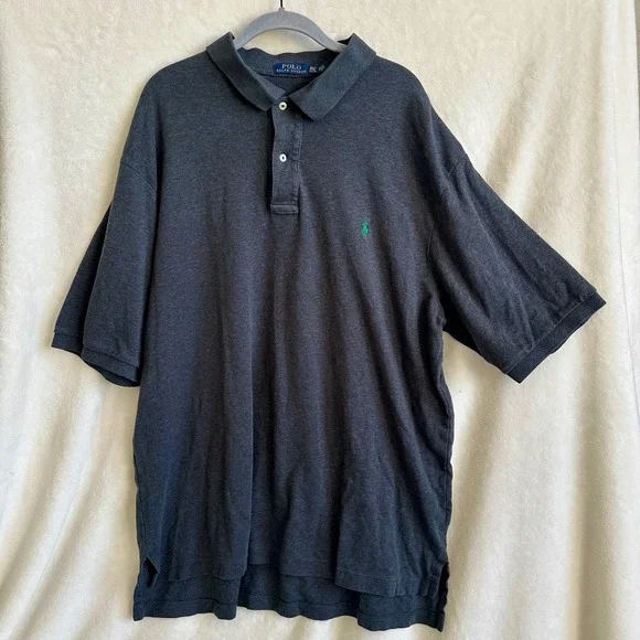 Polo Ralph Lauren Charcoal Gray Pique Short‎ Sleeve Polo Shirt 2XLT Tall