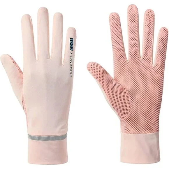 Women's Protection Outdoor Driving Fingerless Pink Gloves Silicone Print