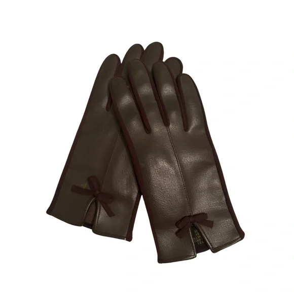 Vintage brown vinyl leather gloves