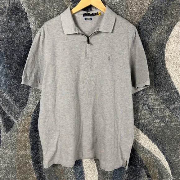 Polo Ralph Lauren Quarter-Zip Polo Mens XL Grey Excellent Stretch Mesh Classic