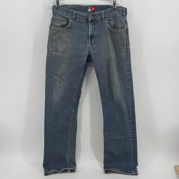 DC Shoes Mens Straight Leg Distressed Skate Denim Jeans Blue Size 33x28