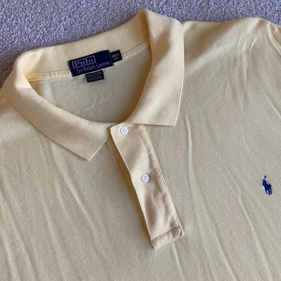 Polo Ralph Lauren Mens 4XLT Big Tall Short Sleeve Pique‎ Polo Shirt Yellow Pony