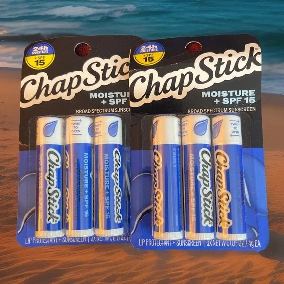 Lot Of 2 Three Packs Chapstick Tubes 24h Moisture + SPF 15 Lip Protectant