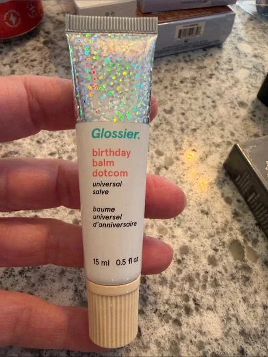 Glossier Balm Dotcom Birthday Lip Balm 15ml - Clear Soft Shimmer - NEW NWOB