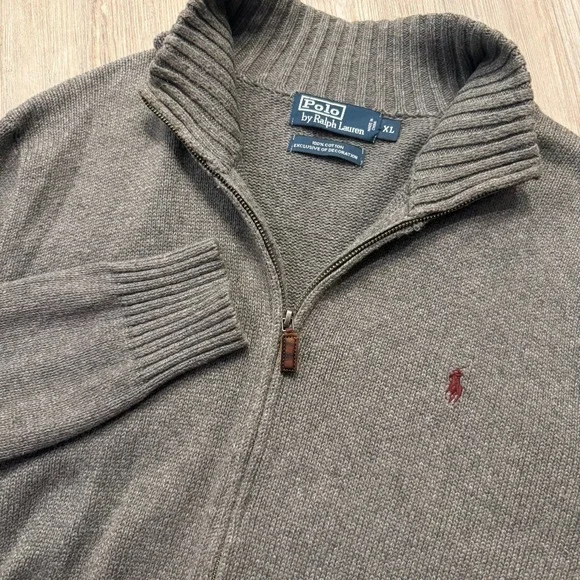 Polo Ralph Lauren Mens XL Vintage Full Zip Knit Heavyweight Sweater‎